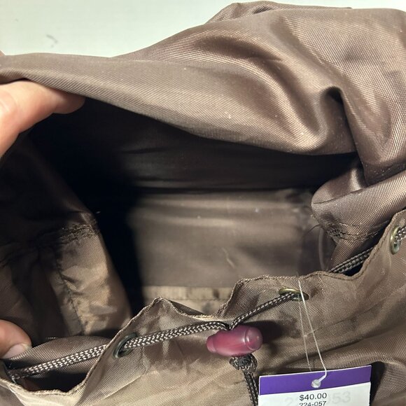 Levenger Glenroyal Chic Brown Nylon Packable Backpack Lightweight Compact Travel - Picture 9 of 12